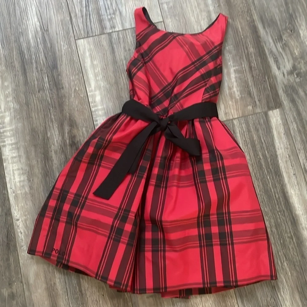 Ralph Lauren Girls Red and Black Plaid Dress 6x